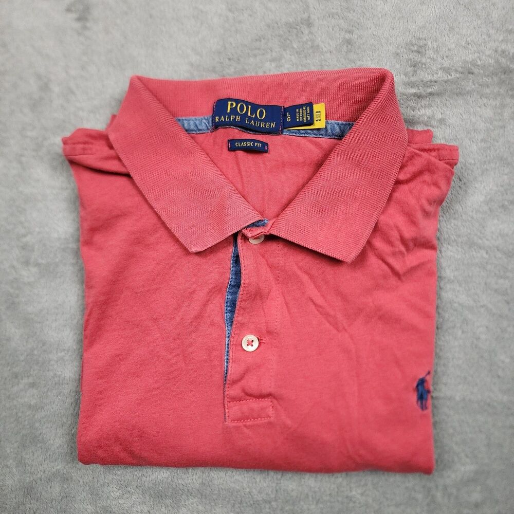 Polo Ralph Lauren Men's Polo Shirt L Soft Red Classic Fit Short Sleeve Collared